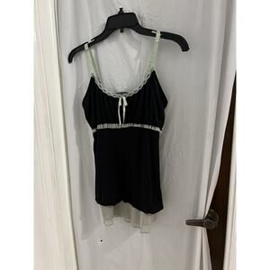 A n M Black Green Layered Cami Top Sz L Y2K Babydoll Fairy Whimsy Goth Coquette